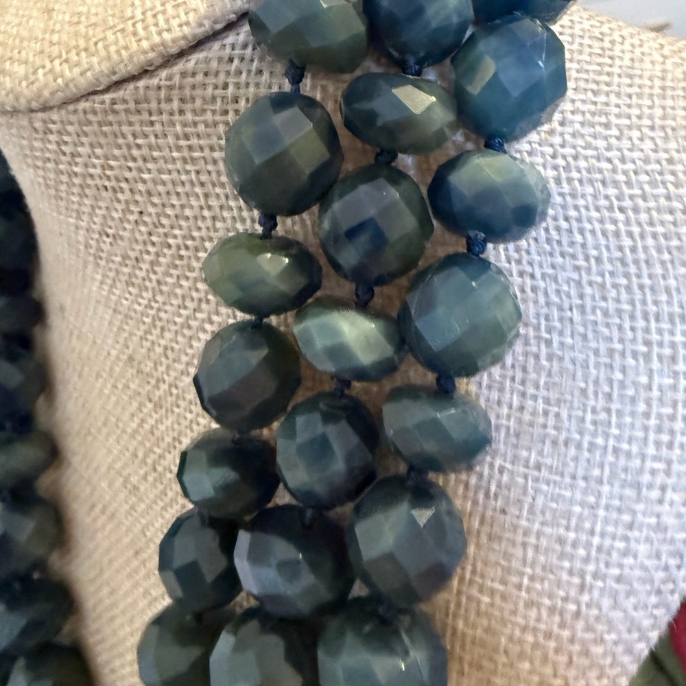 Kate Spade Give It A Swirl Royal Blue Green Beaded Statement Necklace WBRU4847 - Picture 5 of 9